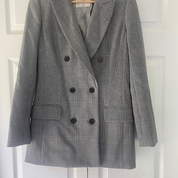 Wilfred double breasted grey plaid jacket size 4 - Picture 1 of 5